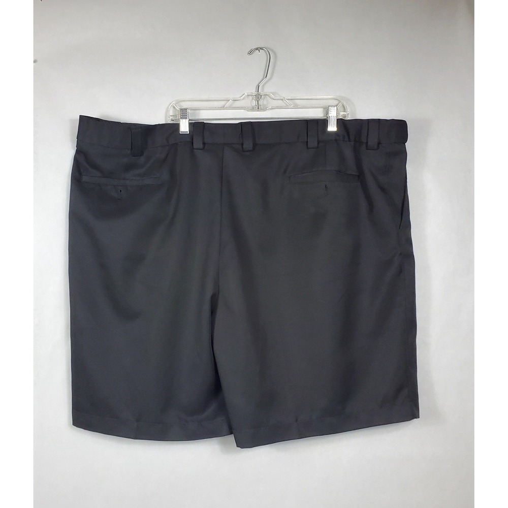 Oak Hill Mens Pleated Dress Shorts Black Solid Size 52 Big and Tall Polyester